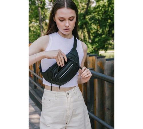 Сумка на пояс HEIKKI PROMPT (ХЕЙКИ), 2 отделения, регулируемый ремень, светоотражающие элементы, черная, 35х14х4см, 273922