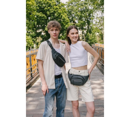 Сумка на пояс HEIKKI PROMPT (ХЕЙКИ), 2 отделения, регулируемый ремень, светоотражающие элементы, серая, 35х14х4см, 273925