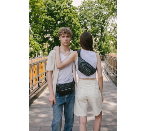 Сумка на пояс HEIKKI PROMPT (ХЕЙКИ), 2 отделения, регулируемый ремень, светоотражающие элементы, серая, 35х14х4см, 273925