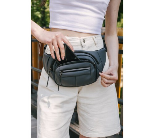 Сумка на пояс HEIKKI PROMPT (ХЕЙКИ), 2 отделения, регулируемый ремень, светоотражающие элементы, серая, 35х14х4см, 273925