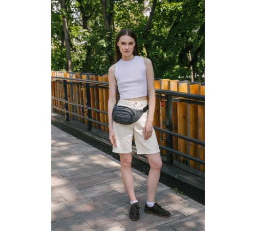 Сумка на пояс HEIKKI PROMPT (ХЕЙКИ), 2 отделения, регулируемый ремень, светоотражающие элементы, серая, 35х14х4см, 273925