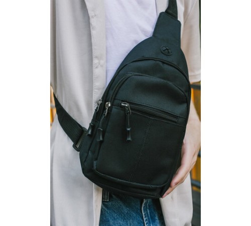 Рюкзак однолямочный HEIKKI PROMPT (ХЕЙКИ), 2 отделения, черный, 30х16х6 см, 273926