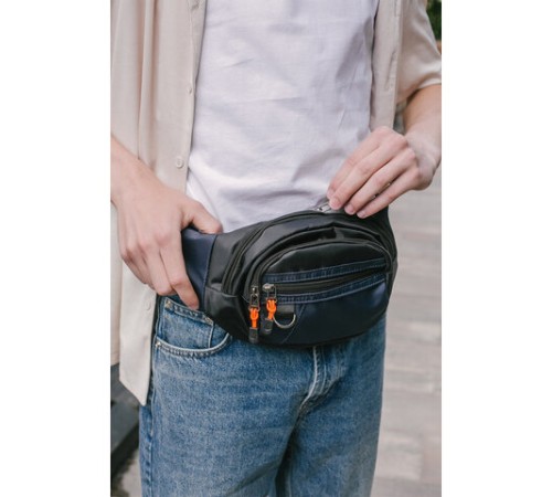 Сумка на пояс HEIKKI PROMPT (ХЕЙКИ), 2 отделения, регулируемый ремень, карман-антивор, синяя, 37х14х5 см, 273927