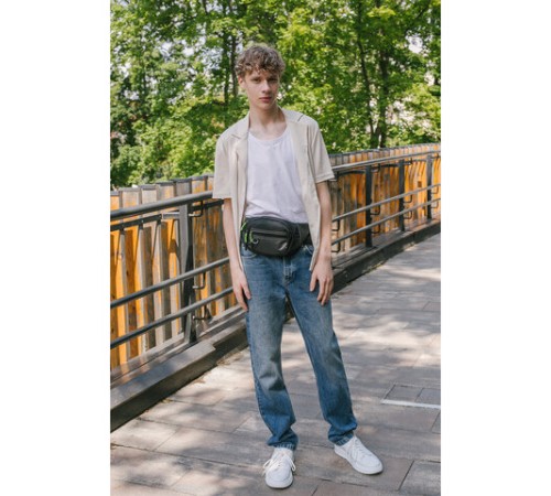 Сумка на пояс HEIKKI PROMPT (ХЕЙКИ), 2 отделения, регулируемый ремень, карман-антивор, черная, 37х14х5 см, 273928