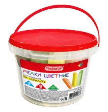 Мел в ведерке для рисования на асфальте 18 штук, ПИФАГОР, цветной квадратный УТОЛЩЕННЫЙ, 274124