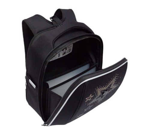 Ранец GRIZZLY анатомическая спинка, с брелоком, для девочек, 