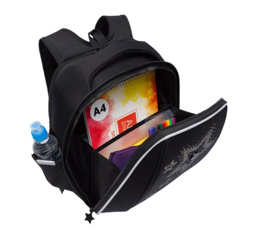 Ранец GRIZZLY анатомическая спинка, с брелоком, для девочек, 