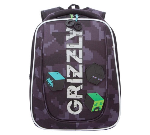 Ранец GRIZZLY анатомическая спинка, с бейджем, для мальчиков, 