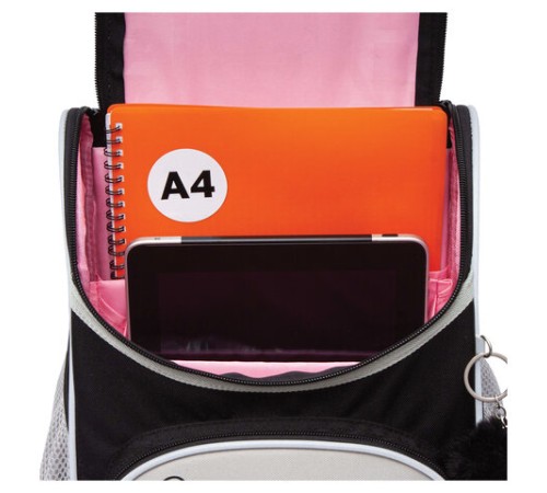 Ранец GRIZZLY анатомическая спинка, с мешком для обуви, для девочек, 