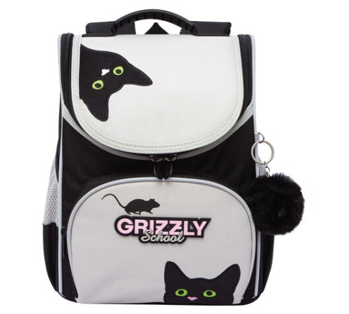 Ранец GRIZZLY анатомическая спинка, с мешком для обуви, для девочек, 