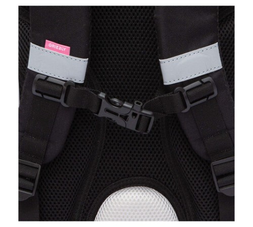 Ранец GRIZZLY анатомическая спинка, с мешком для обуви, для девочек, 