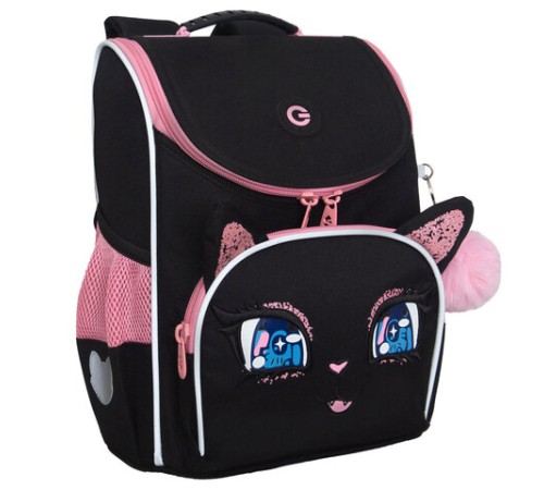 Ранец GRIZZLY анатомическая спинка, с мешком для обуви, для девочек, 