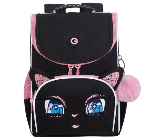 Ранец GRIZZLY анатомическая спинка, с мешком для обуви, для девочек, 