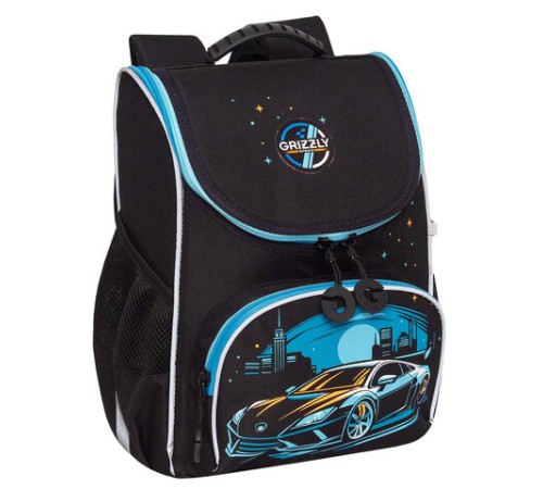 Ранец GRIZZLY анатомическая спинка, с мешком для обуви, для мальчиков, 