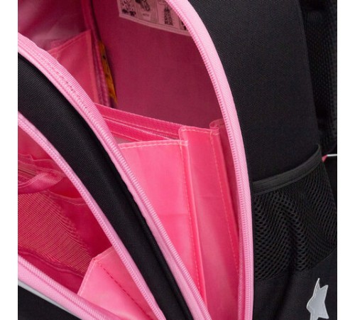 Ранец GRIZZLY анатомическая спинка, c брелоком, для девочек, 