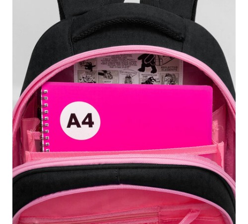 Ранец GRIZZLY анатомическая спинка, c брелоком, для девочек, 