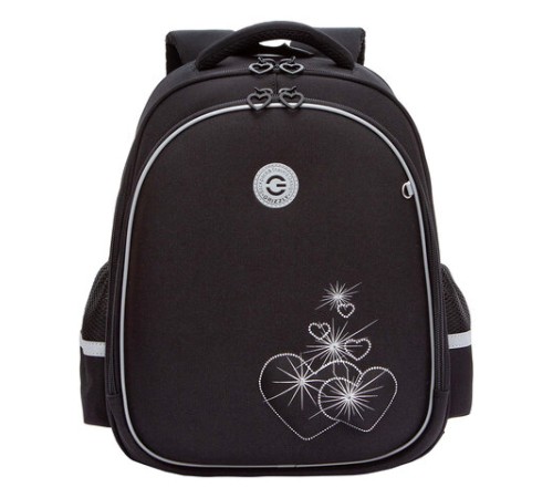 Ранец GRIZZLY анатомическая спинка, c брелоком, для девочек, 