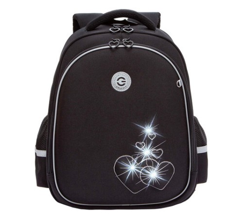 Ранец GRIZZLY анатомическая спинка, c брелоком, для девочек, 