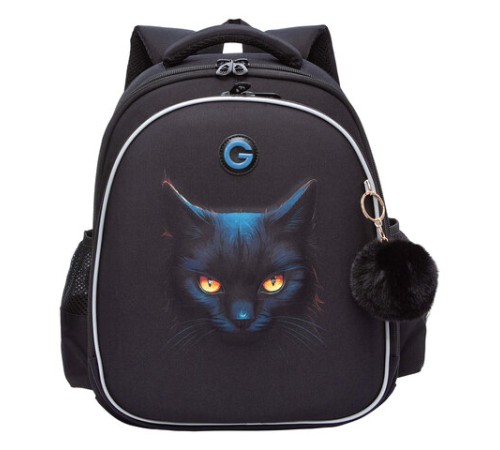 Ранец GRIZZLY анатомическая спинка, c брелоком, для девочек, 