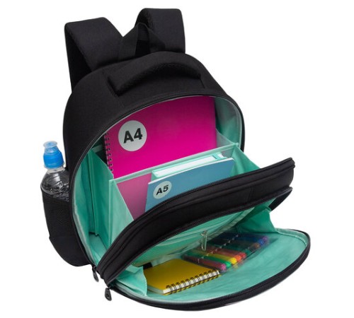 Ранец GRIZZLY анатомическая спинка, c брелоком, для девочек, 