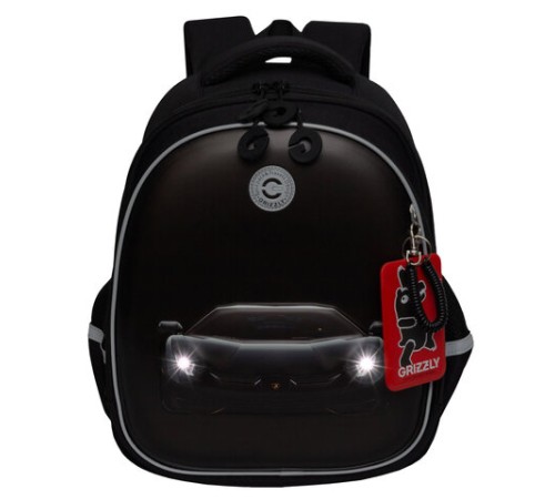 Ранец GRIZZLY анатомическая спинка, c бейджем, для мальчиков, 