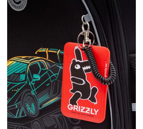 Ранец GRIZZLY анатомическая спинка, c бейджем, для мальчиков, 