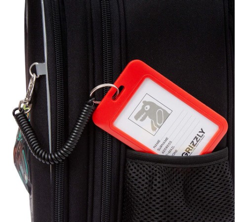 Ранец GRIZZLY анатомическая спинка, c бейджем, для мальчиков, 