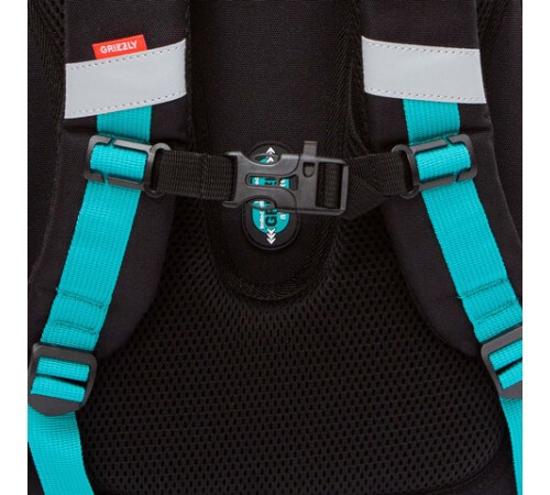 Ранец GRIZZLY анатомическая спинка, c бейджем, для мальчиков, 