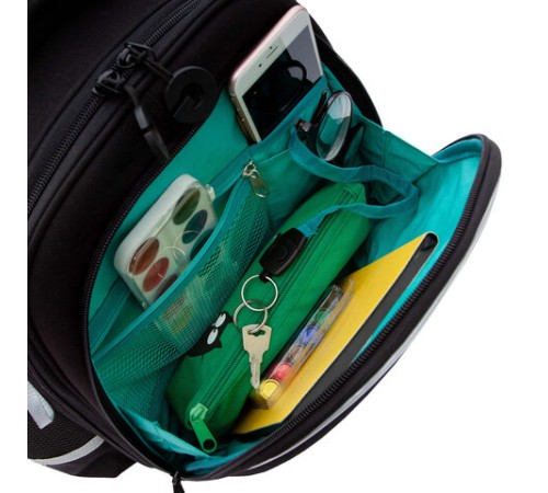 Ранец GRIZZLY анатомическая спинка, c бейджем, для мальчиков, 