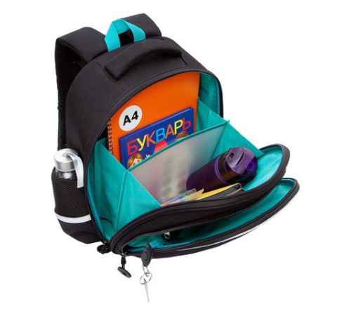 Ранец GRIZZLY анатомическая спинка, c бейджем, для мальчиков, 