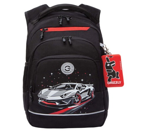 Рюкзак GRIZZLY школьный, анатомическая спинка, 2 отделения, для мальчиков, 