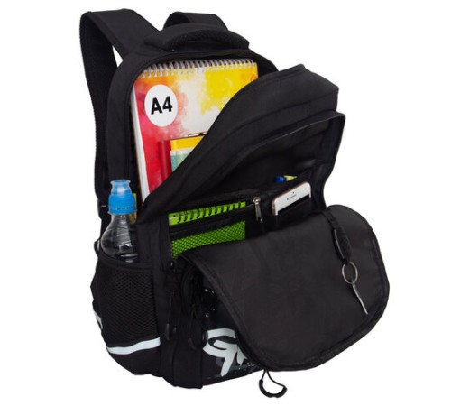 Рюкзак GRIZZLY школьный, анатомическая спинка, 2 отделения, для мальчиков, 