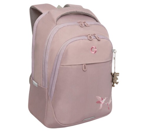 Рюкзак GRIZZLY школьный, анатомическая спинка, 2 отделения, для девочек, 