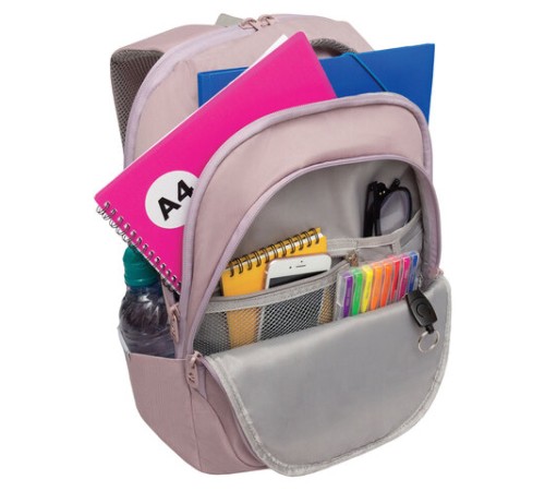 Рюкзак GRIZZLY школьный, анатомическая спинка, 2 отделения, для девочек, 