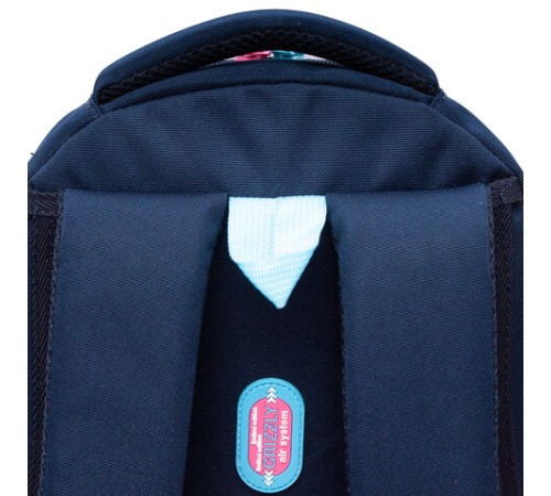 Рюкзак GRIZZLY школьный, анатомическая спинка, 3 отделения, для девочек, 