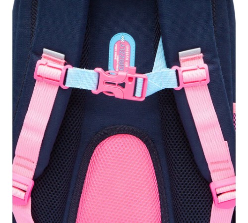 Рюкзак GRIZZLY школьный, анатомическая спинка, 3 отделения, для девочек, 