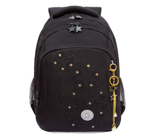 Рюкзак GRIZZLY школьный, анатомическая спинка, 3 отделения, для девочек, 