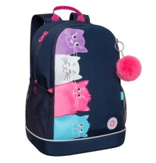 Рюкзак GRIZZLY школьный, анатомическая спинка, 2 отделения, для девочек, 