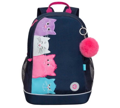 Рюкзак GRIZZLY школьный, анатомическая спинка, 2 отделения, для девочек, 