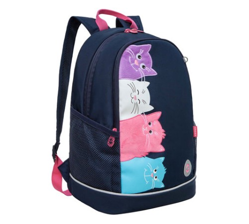 Рюкзак GRIZZLY школьный, анатомическая спинка, 2 отделения, для девочек, 