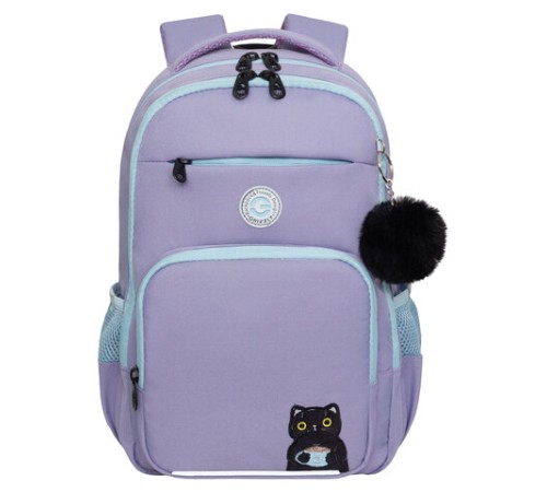 Рюкзак GRIZZLY школьный, анатомическая спинка, 2 отделения, для девочек, 