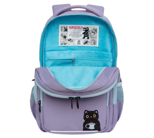 Рюкзак GRIZZLY школьный, анатомическая спинка, 2 отделения, для девочек, 