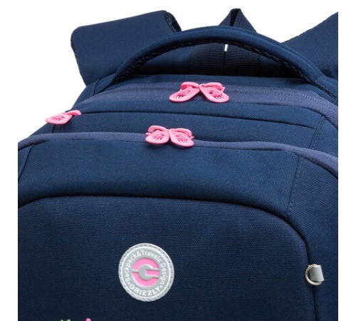 Рюкзак GRIZZLY школьный, анатомическая спинка, 2 отделения, для девочек, 