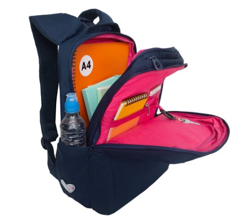 Рюкзак GRIZZLY школьный, анатомическая спинка, 2 отделения, для девочек, 