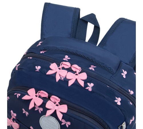 Рюкзак GRIZZLY школьный, анатомическая спинка, 2 отделения, для девочек, 