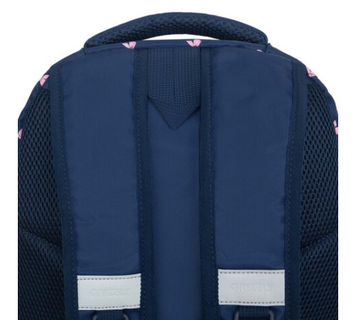 Рюкзак GRIZZLY школьный, анатомическая спинка, 2 отделения, для девочек, 