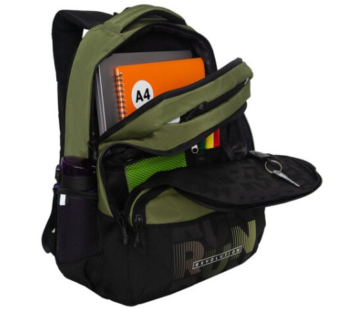 Рюкзак GRIZZLY школьный, анатомическая спинка, 2 отделения, для мальчиков, 