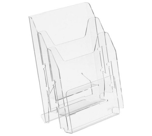 Подставка настольная для рекламных материалов ВЕРТИКАЛЬНАЯ (297х215х32 мм), А4, 3 отделения, смещение, №503