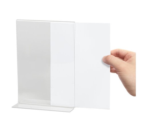 Подставка настольная для рекламных материалов МАЛОГО ФОРМАТА (150х210 мм), А5, двусторонняя, вертикальная, BRAUBERG, 290424