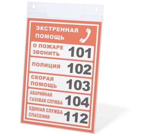 Подставка настенная для рекламных материалов ВЕРТИКАЛЬНАЯ (210х297 мм), А4, оргстекло, BRAUBERG, 290428